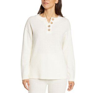 Three Dots Womens Casual Parma Henley Long Sleeves Top Egret Size XS NWT